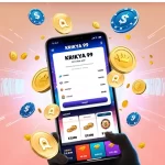 User celebrating a big casino win on Krikya 99 app with coins and confetti – online gaming excitement.