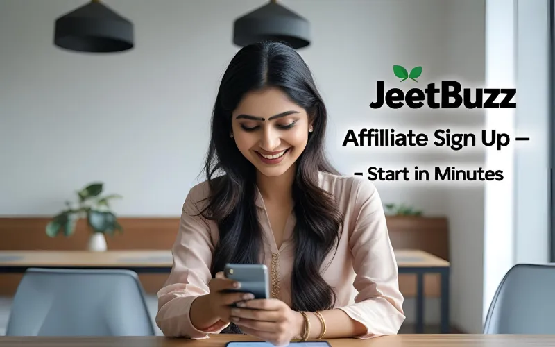 Bangladeshi girl using phone to complete JeetBuzz Affiliate Sign Up