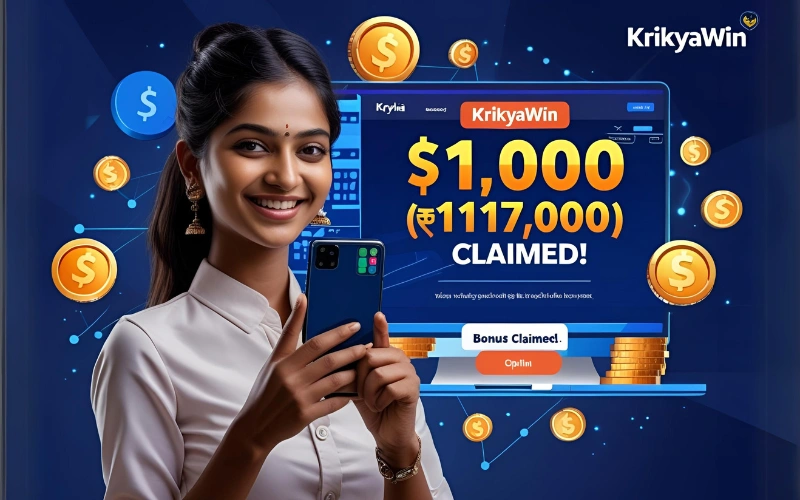 angladeshi girl claiming $1,000 bonus on Krykia via KrikyaWin